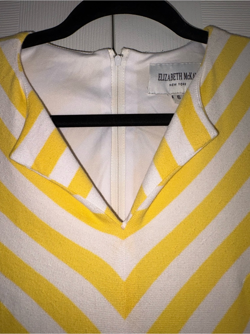 Elizabeth McKay Yellow and White Chevron Fit-and-Flare Dress - Picture 7 of 14